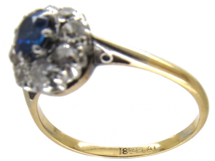 Art Deco Sapphire & Diamond Cluster Ring