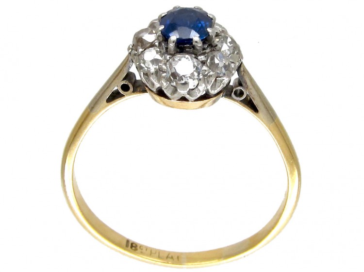 Art Deco Sapphire & Diamond Cluster Ring