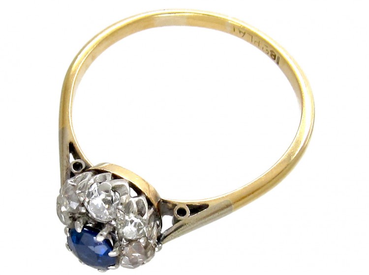 Art Deco Sapphire & Diamond Cluster Ring