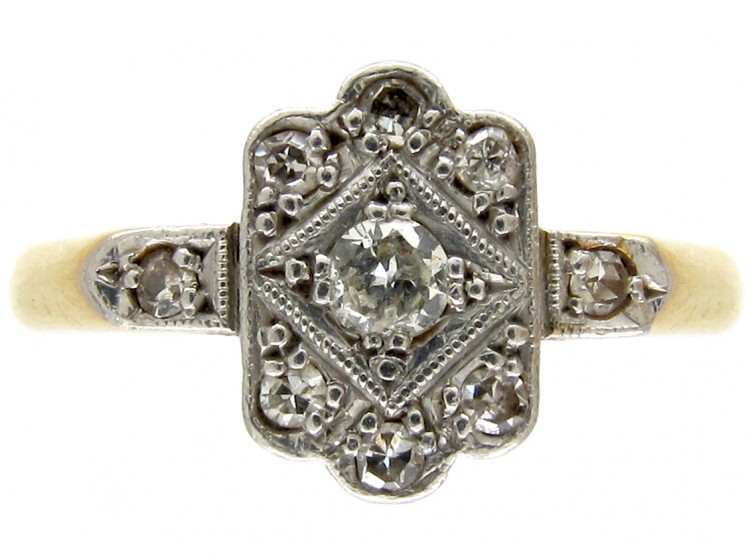 Art Deco Diamond 18ct Gold & Platinum Ring