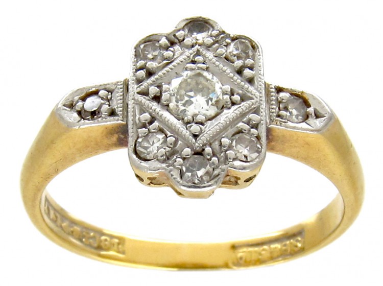 Art Deco Diamond 18ct Gold & Platinum Ring