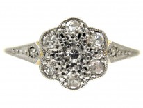 Edwardian Diamond Cluster Ring with Diamond Sides