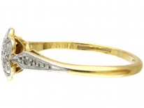 Edwardian Diamond Cluster Ring with Diamond Sides