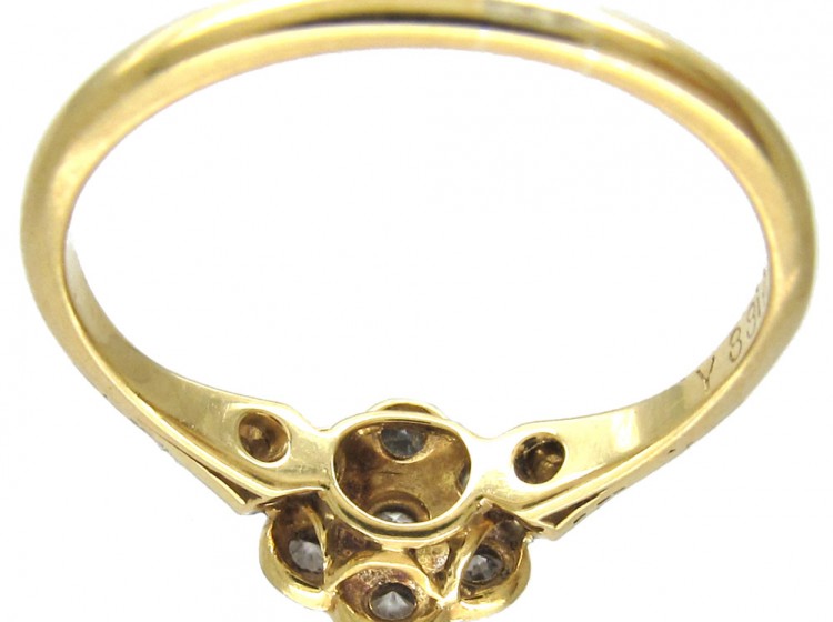 Edwardian Diamond Cluster Ring with Diamond Sides