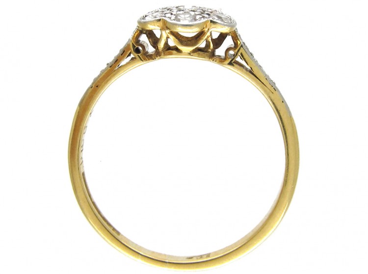 Edwardian Diamond Cluster Ring with Diamond Sides