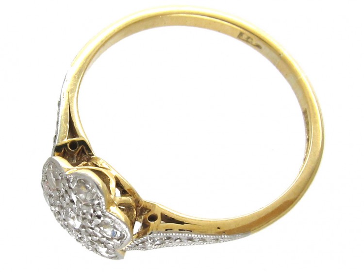 Edwardian Diamond Cluster Ring with Diamond Sides