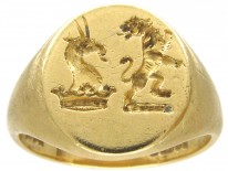 18ct Gold Double Crested Signet Ring