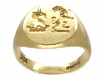 18ct Gold Double Crested Signet Ring