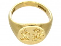 18ct Gold Double Crested Signet Ring
