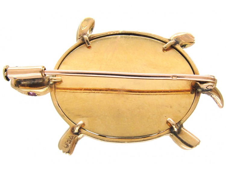 18ct Gold & Turquoise Tortoise or Small Turtle Brooch