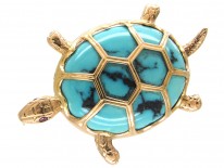 18ct Gold & Turquoise Tortoise or Small Turtle Brooch