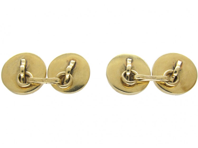 15ct Gold & Rock Crystal Cufflinks of a Jack Russell, Racing & a Horse Head