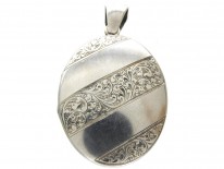 Oval Silver Banded Design Locket