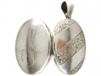 Oval Silver Banded Design Locket
