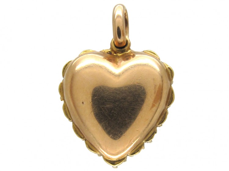 15ct Gold, Jade & Natural Split Pearls Heart Pendant