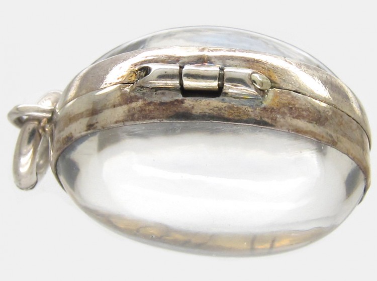 Victorian Rock Crystal Oval Silver Locket