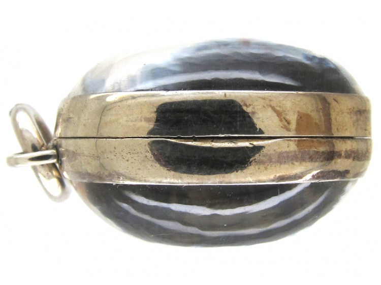 Victorian Rock Crystal Oval Silver Locket