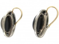 Victorian Banded Onyx Silver & Enamel Earrings