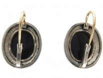Victorian Banded Onyx Silver & Enamel Earrings