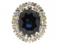 Large 18ct Gold Sapphire & Diamond Cluster Ring