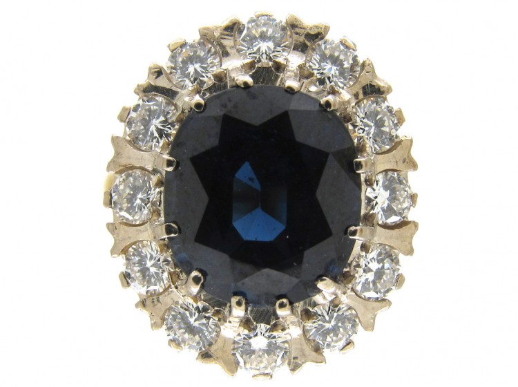 Large 18ct Gold Sapphire & Diamond Cluster Ring