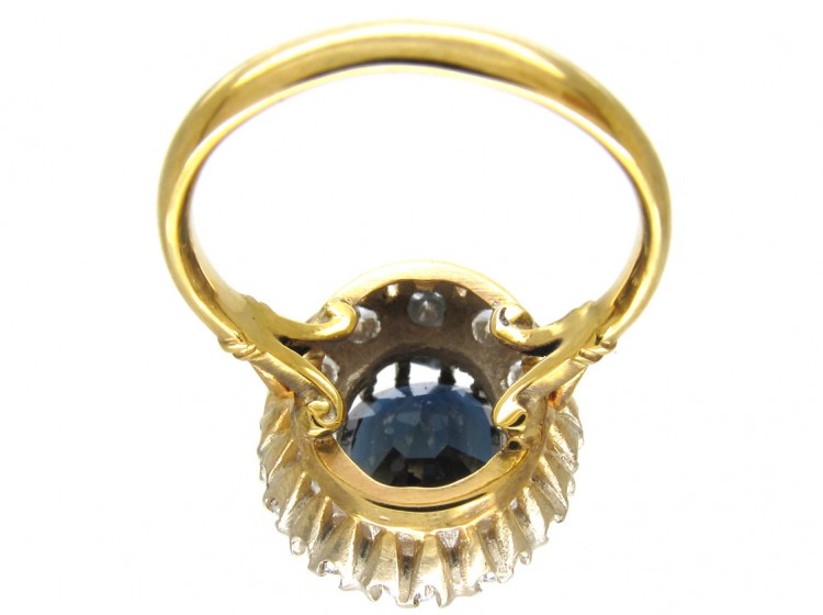 Large 18ct Gold Sapphire & Diamond Cluster Ring