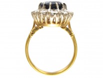 Large 18ct Gold Sapphire & Diamond Cluster Ring