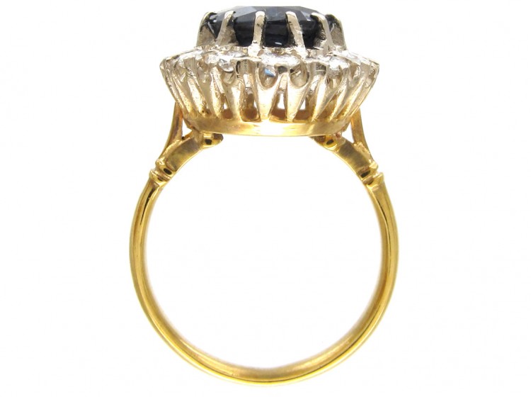 Large 18ct Gold Sapphire & Diamond Cluster Ring