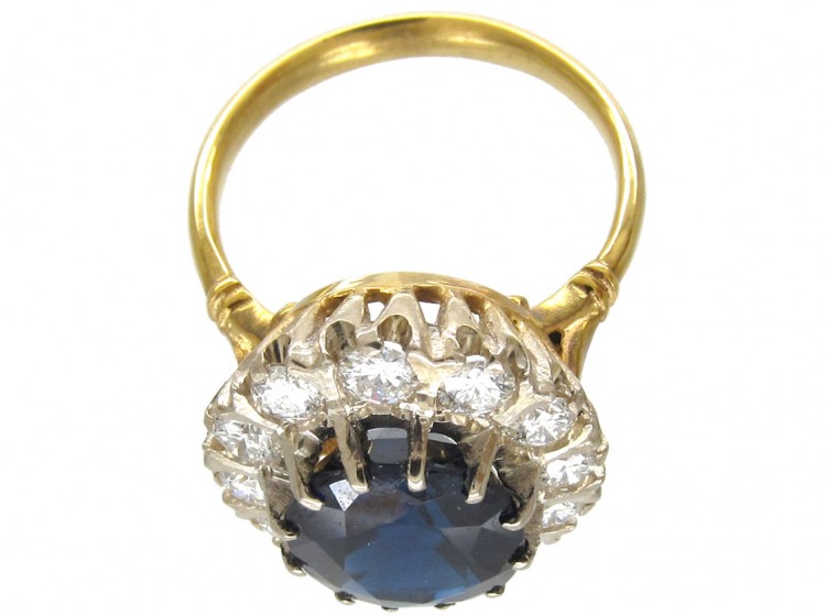 Large 18ct Gold Sapphire & Diamond Cluster Ring