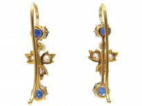 18ct Gold Edwardian Sapphire ​& Diamond Drop Earrings