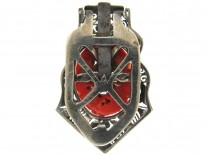 Art Deco Carved Coral & Silver Clip Brooch