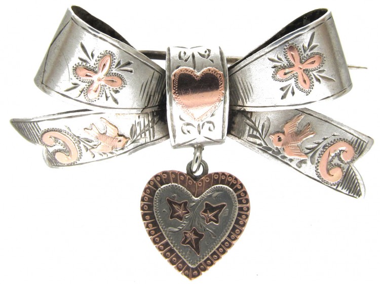 Victorian Silver & Gold Overlay Sweetheart Brooch