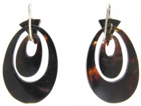 Victorian Tortoiseshell & Pique Double Hoop Earrings