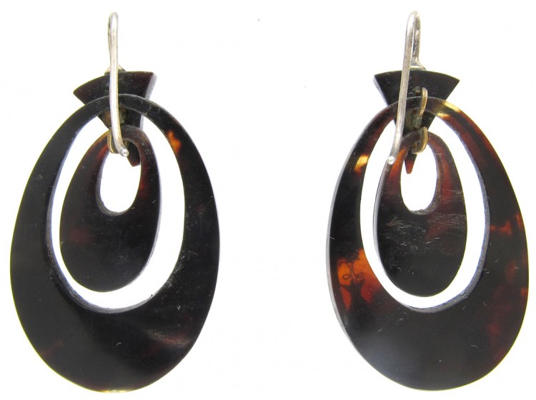 Victorian Tortoiseshell & Pique Double Hoop Earrings
