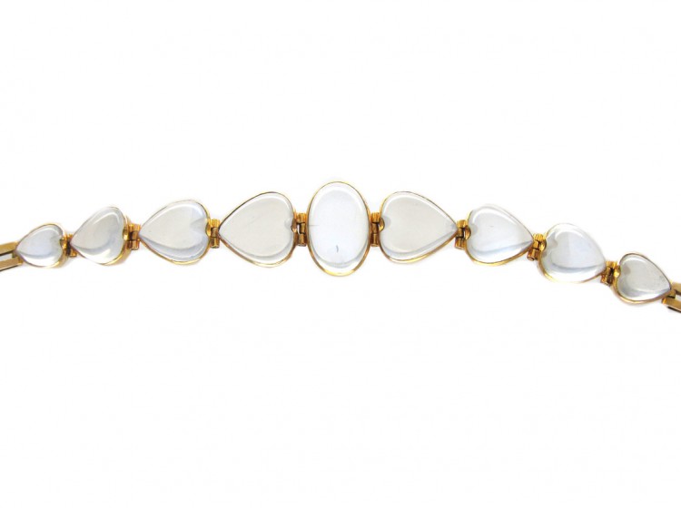 Edwardian Gold & Moonstone Hearts Bracelet
