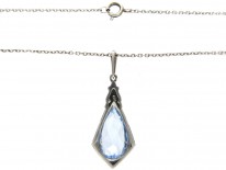 Art Deco Silver & Blue Paste Pendant on Chain