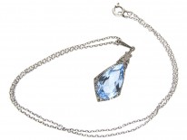 Art Deco Silver & Blue Paste Pendant on Chain