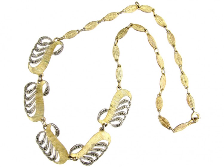Theodor Farhner Silver Gilt Peacock Feather Necklace