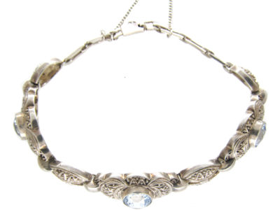 Art Deco Silver & Blue Paste Bracelet