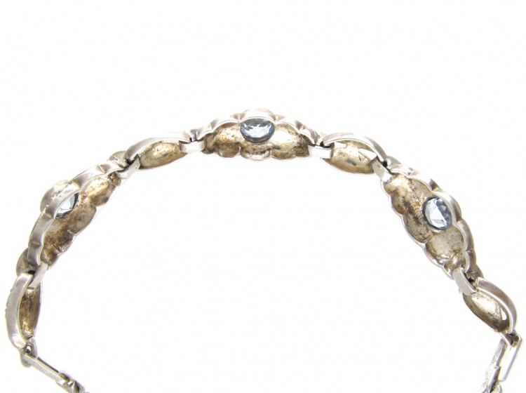 Art Deco Silver & Blue Paste Bracelet