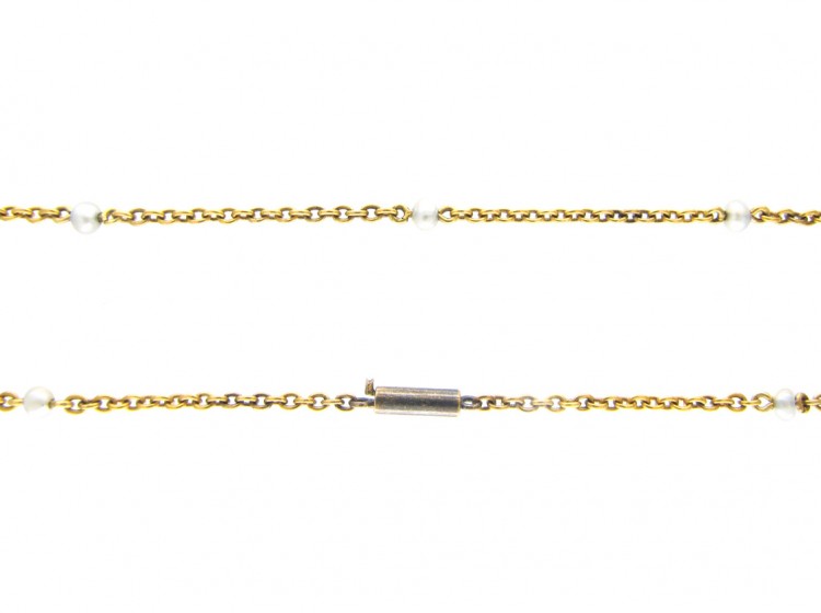 Edwardian Natural Pearl 15ct Gold Chain