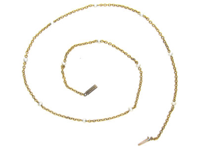 Edwardian Natural Pearl 15ct Gold Chain