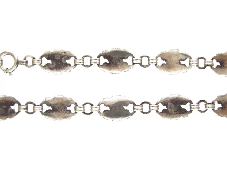 Silver Ornate Links Art Deco Necklace