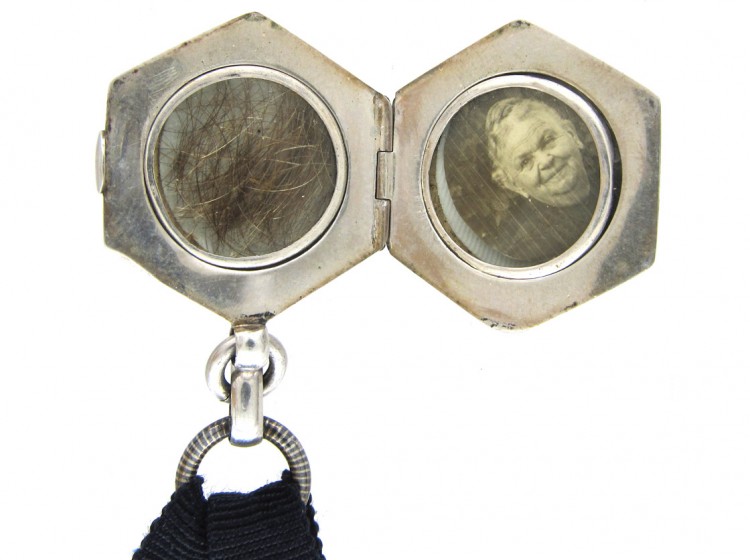 Edwardian Silver & Niello Locket on Strap
