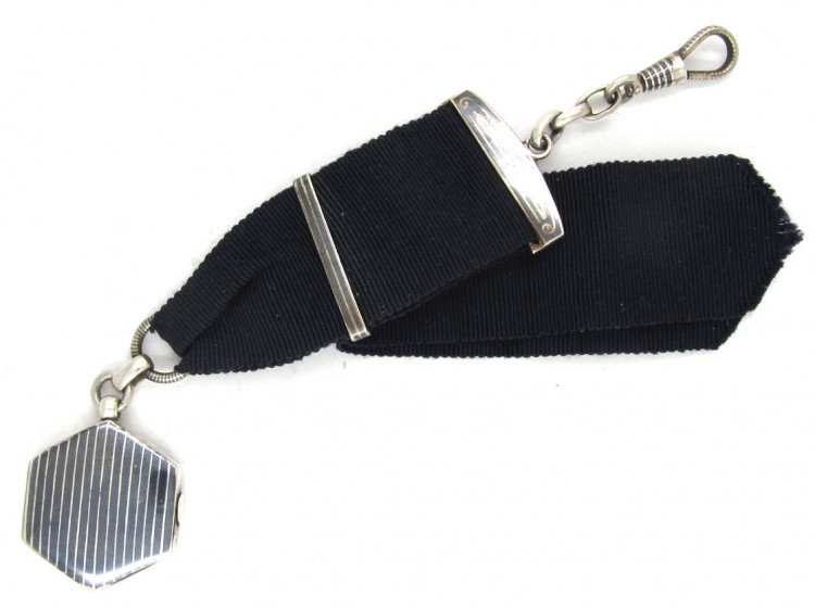 Edwardian Silver & Niello Locket on Strap