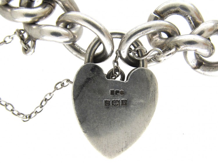 Solid Silver Curb Bracelet with Padlock Clasp