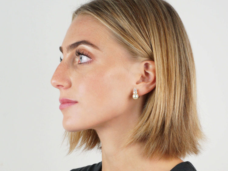 Pearl ​& Diamond Clip ​& Post Earrings