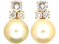 Pearl ​& Diamond Clip ​& Post Earrings