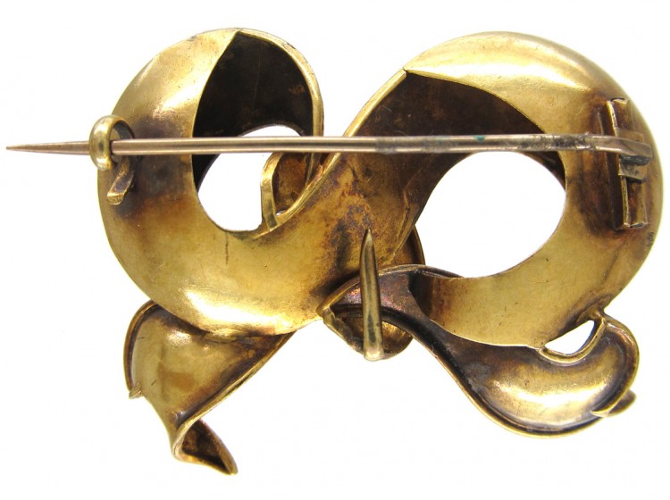 Victorian 15ct Gold & Turquoise Bow Brooch