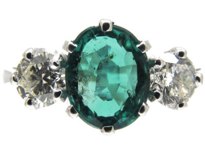 Three Stone Emerald & Diamond Ring